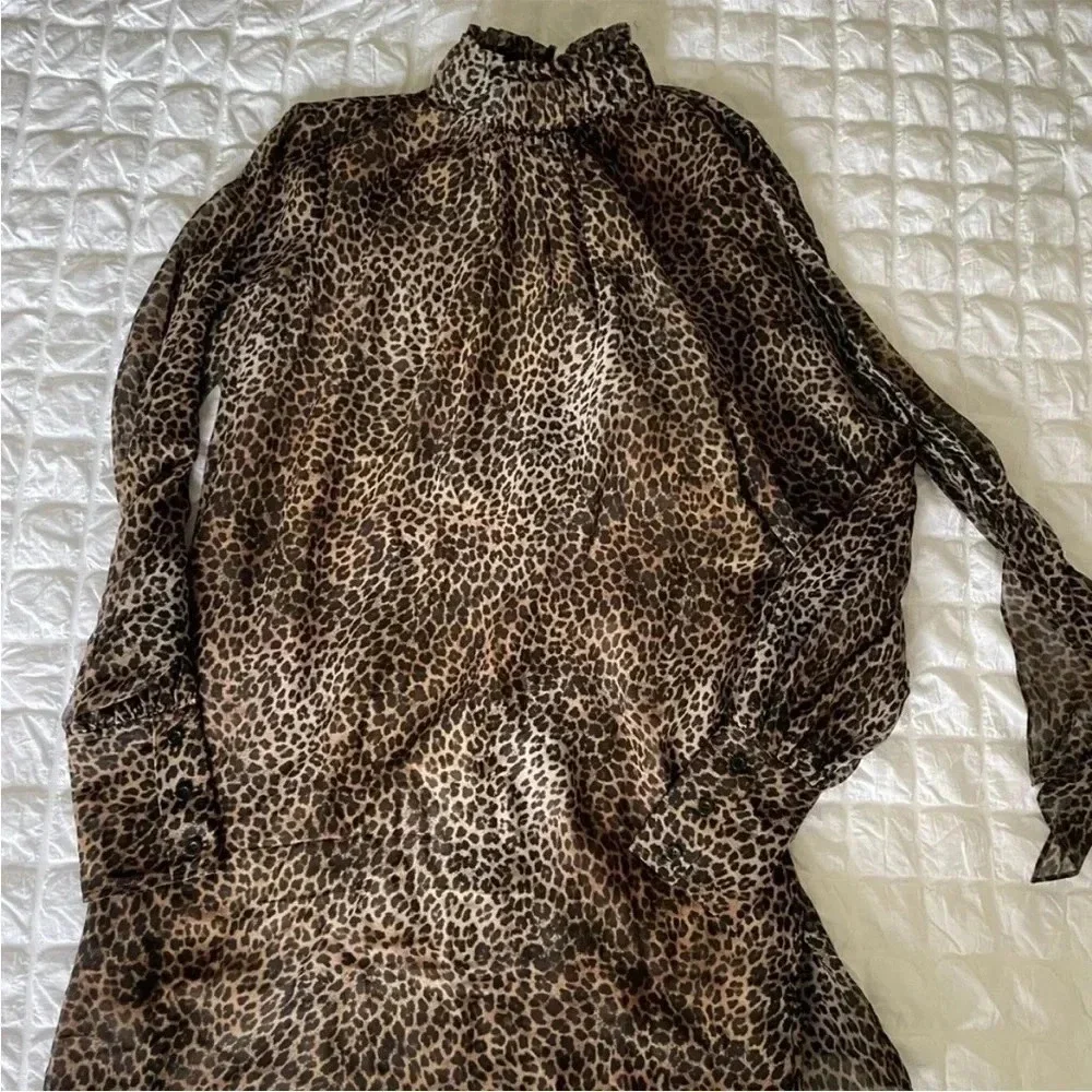 Frame silk tie neck dress in leo multi - Picture 6 of 10